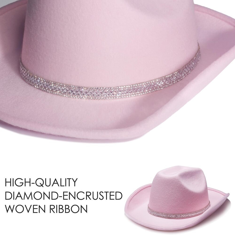 1388 Women's Glitter Faux Felt Cowboy Hat Set For Western Party Costume(us - Picture 5 of 7
